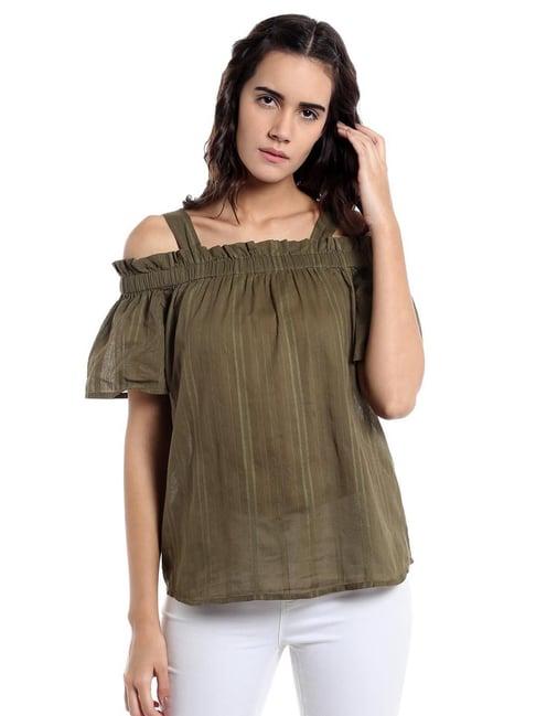 vero moda dark olive striped top