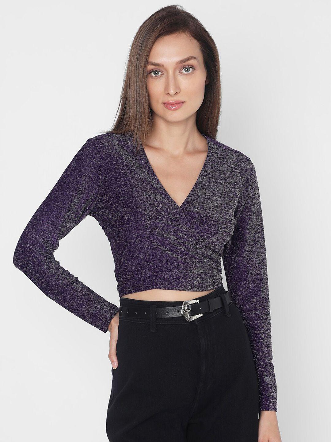 vero moda embellished v-neck crop top