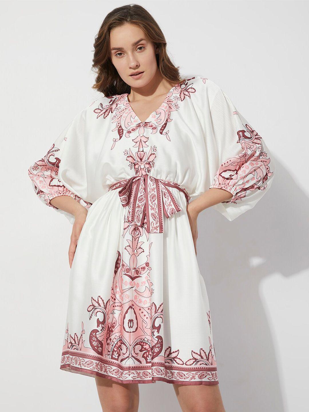vero moda ethnic motif kimono sleeves a-line dress