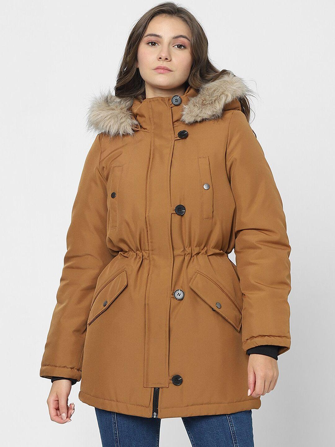 vero moda faux fur trim lightweight longline parka jacket