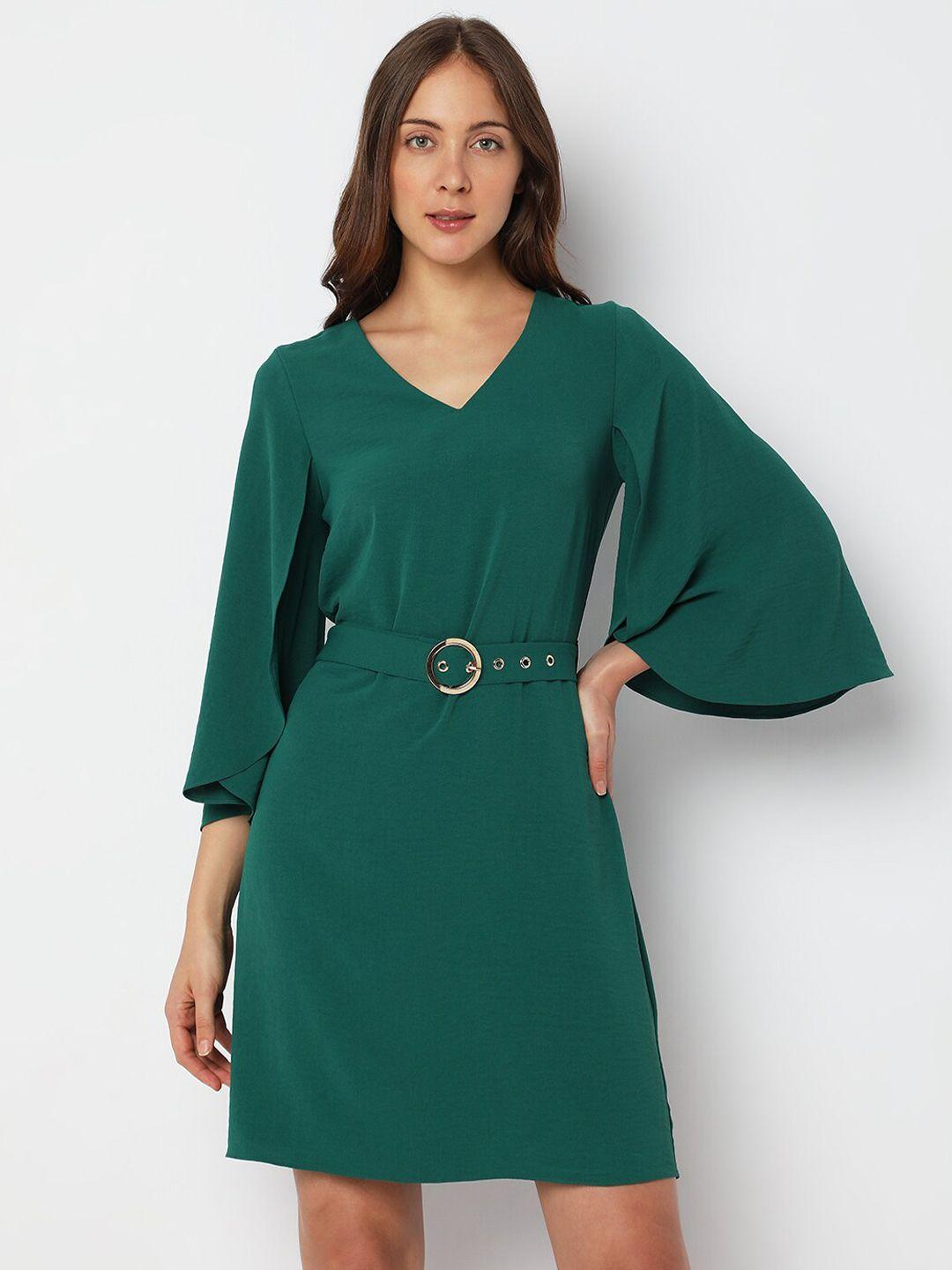 vero moda flared sleeves belted a-line dress