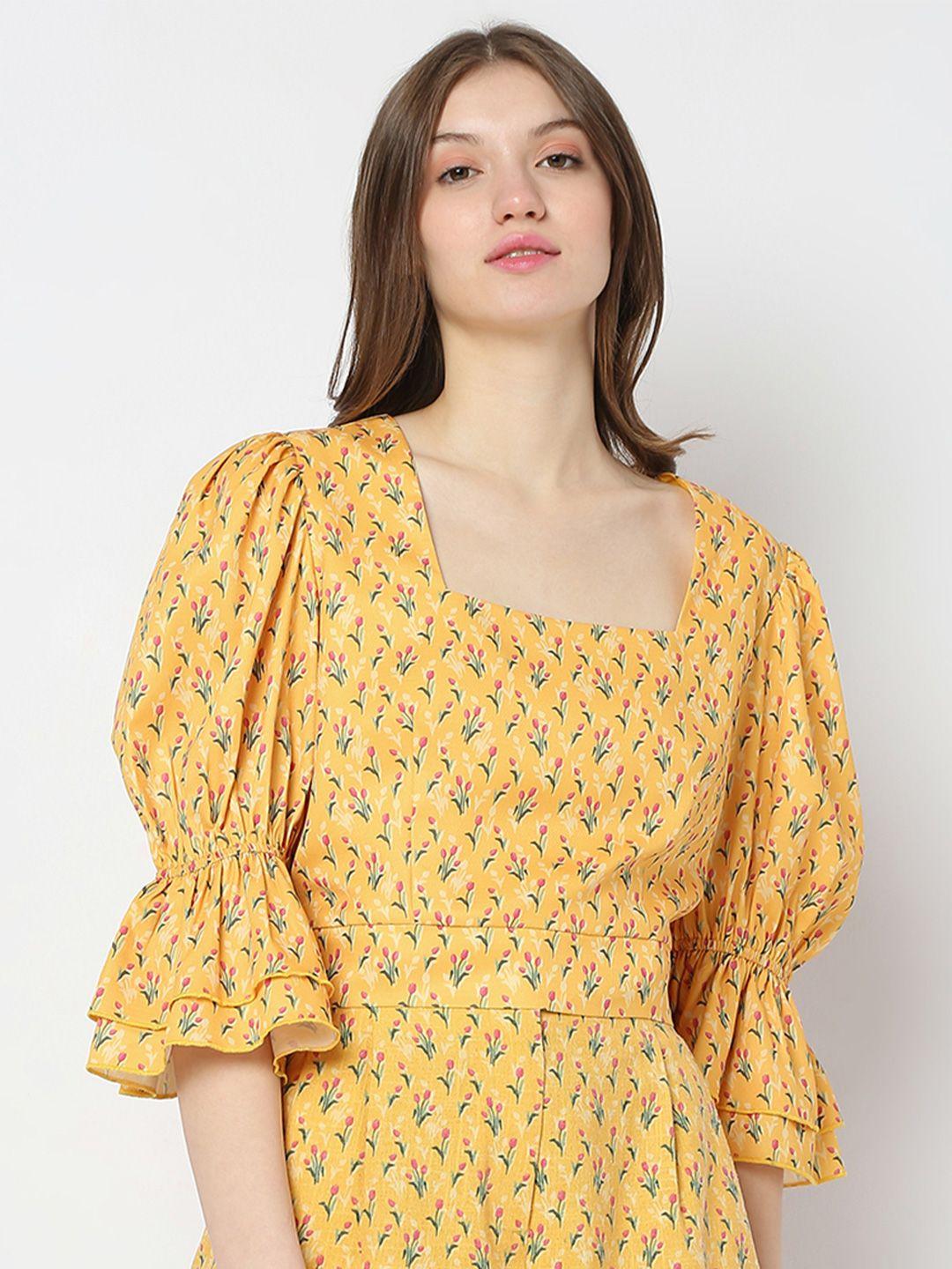 vero moda floral printed bell sleeve top