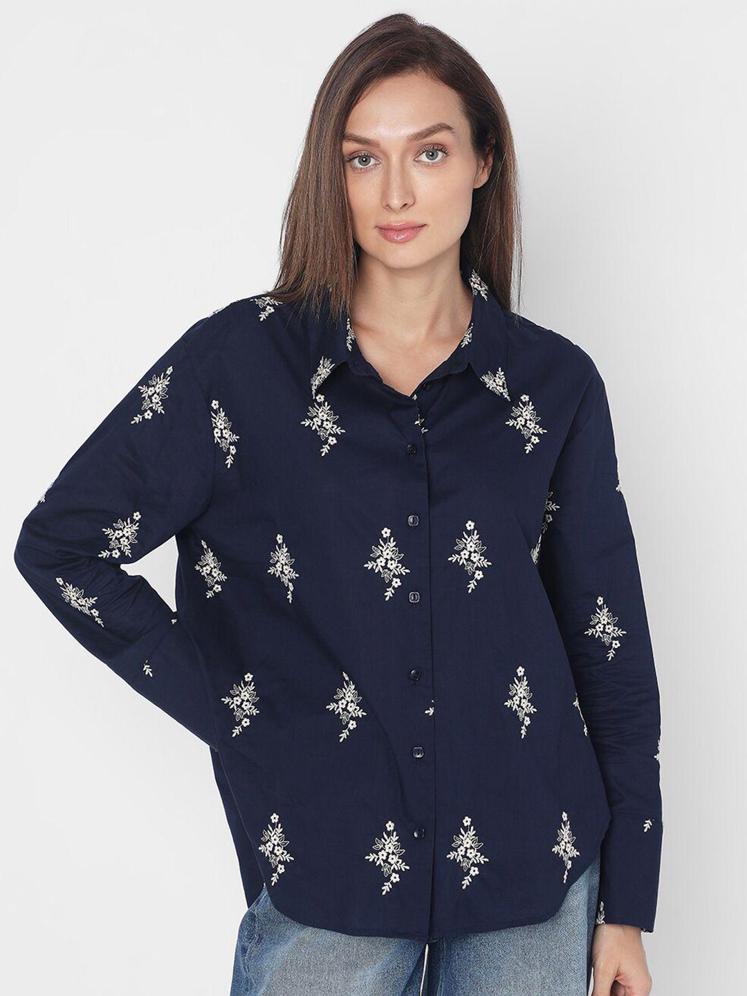 vero moda floral printed casual cotton shirt