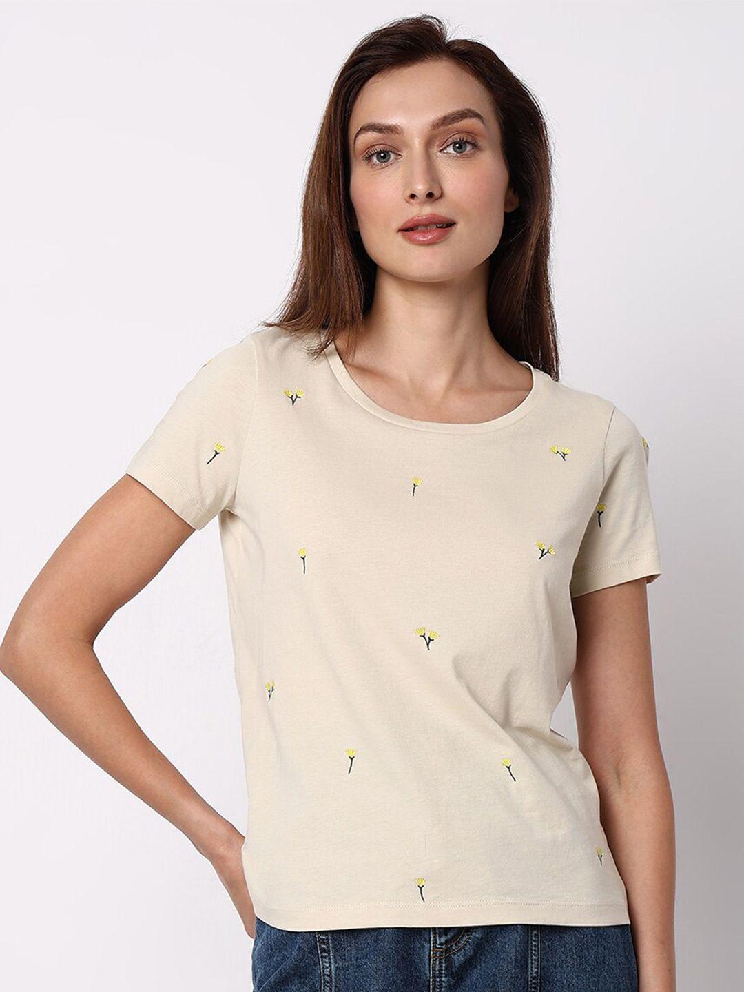 vero moda floral printed cotton t-shirt