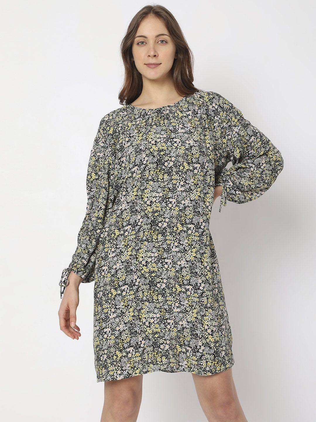 vero moda floral printed puff sleeves mini dress