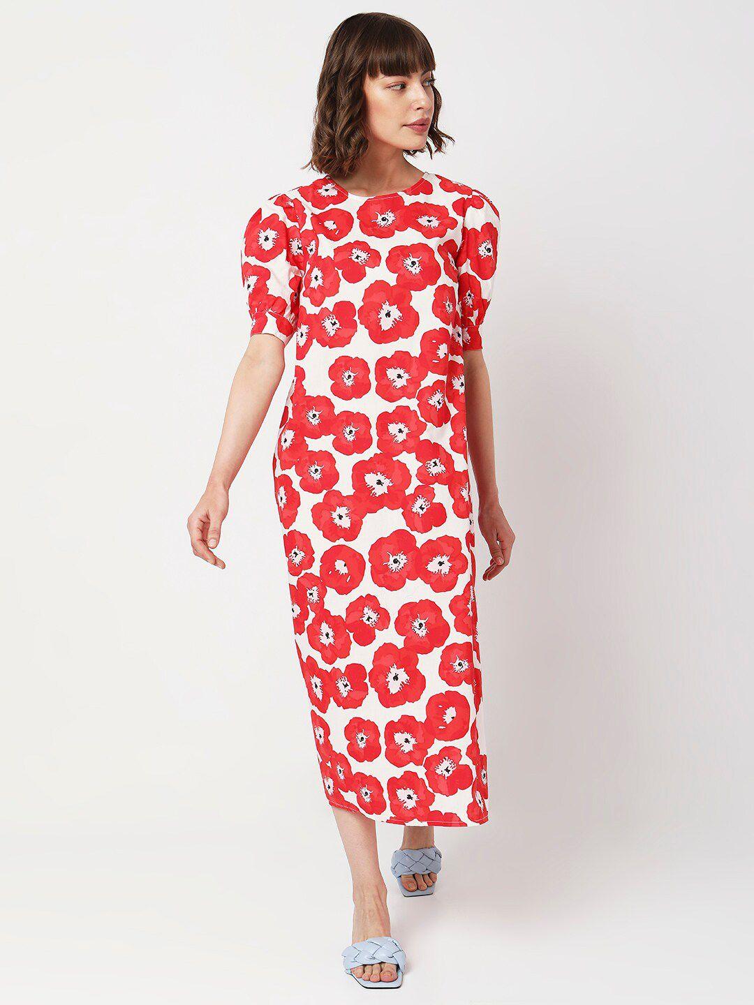 vero moda floral printed tie up a-line dress