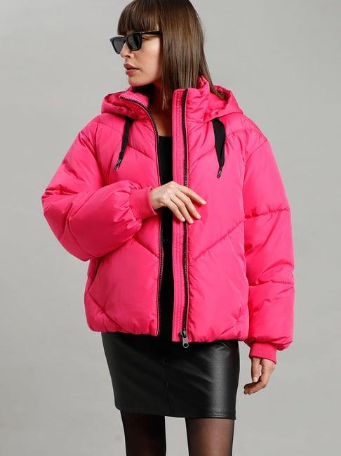 vero moda fuchsia relaxed fit puffer jacket