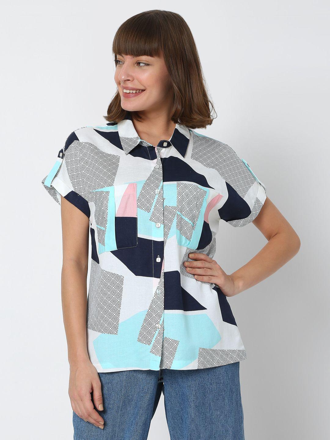 vero moda geometric printed casual shirt