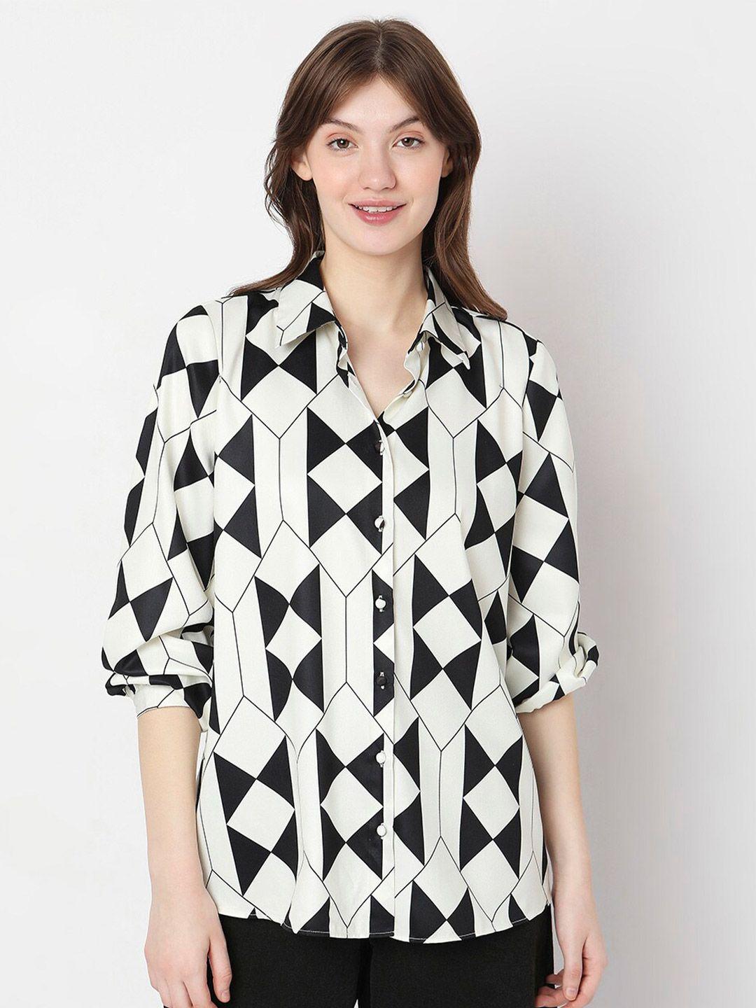 vero moda geometric printed long sleeves casual shirt