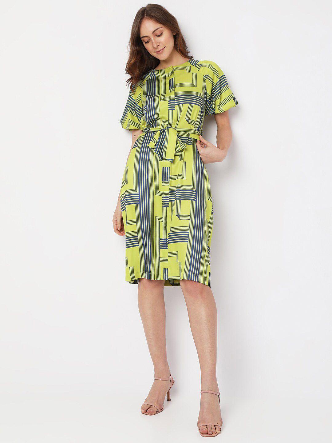 vero moda geometric printed puff sleeves dress