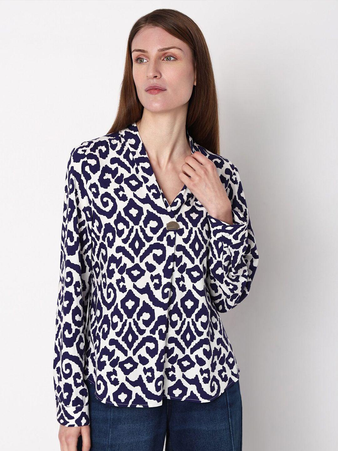 vero moda geometric printed shirt style top