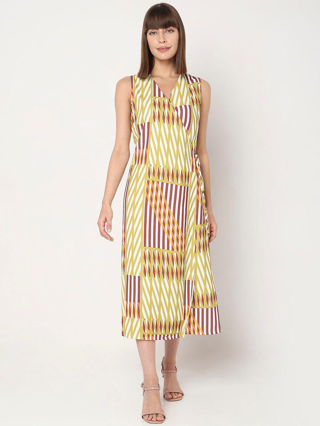 vero moda geometric printed sleeveless a-line midi dress