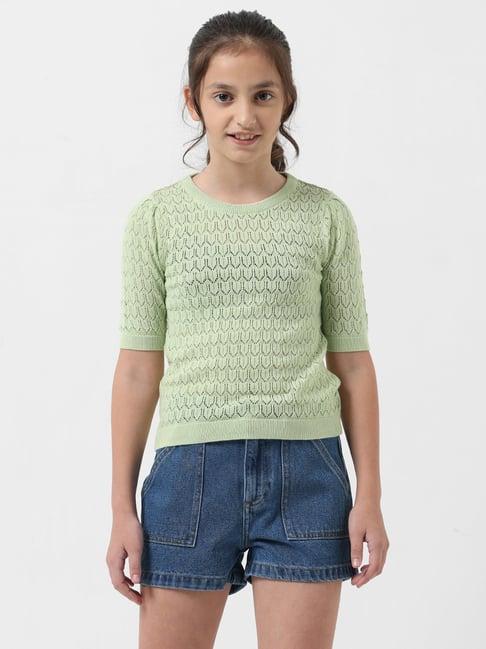 vero moda girl green self design top