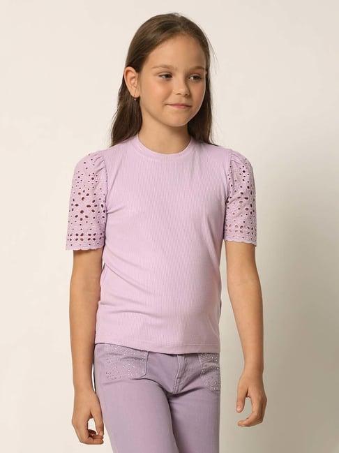 vero moda girl lilac regular fit t-shirt
