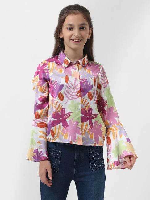 vero moda girl multicolor floral print full sleeves shirt top