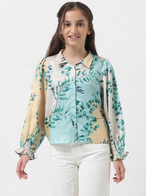 vero moda girl multicolor printed full sleeves shirt top