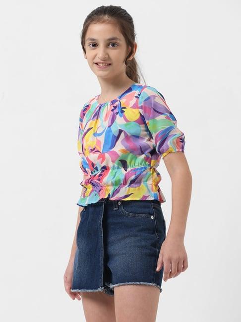 vero moda girl multicolor printed top