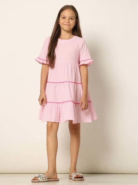 vero moda girl pink chequered dress