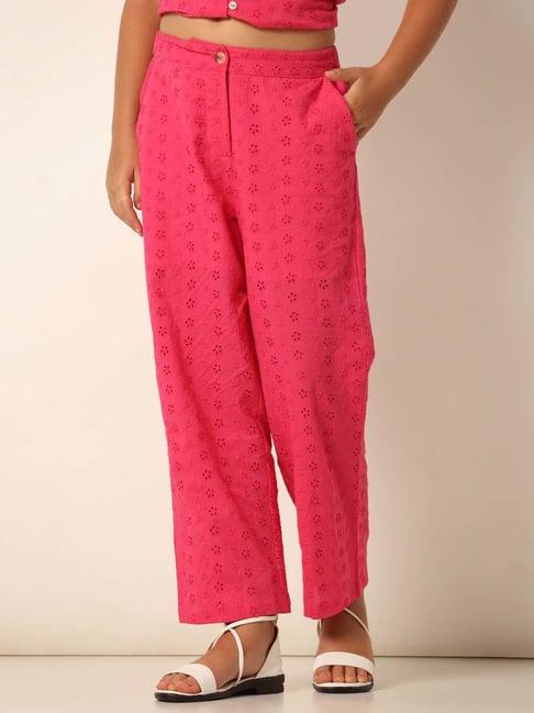 vero moda girl pink cotton comfort fit pants