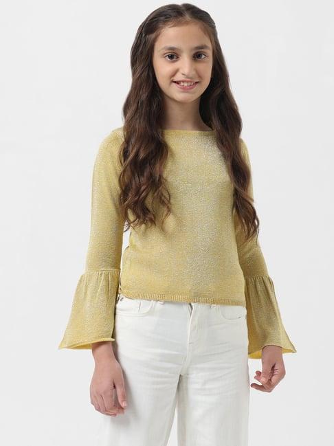 vero moda girl yellow shimmer top