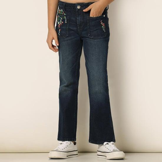 vero moda girls embroidered bootcut jeans