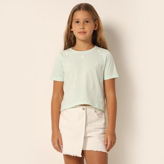 vero moda girls floral embroidered t-shirt