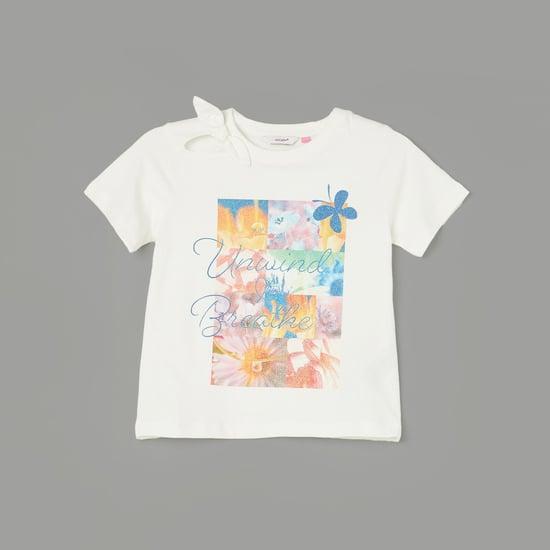 vero moda girls graphic print bow-detail t-shirt