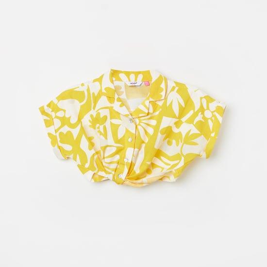 vero moda girls printed collared blouson top