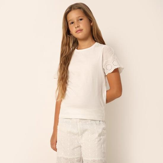 vero moda girls schiffli sleeves top