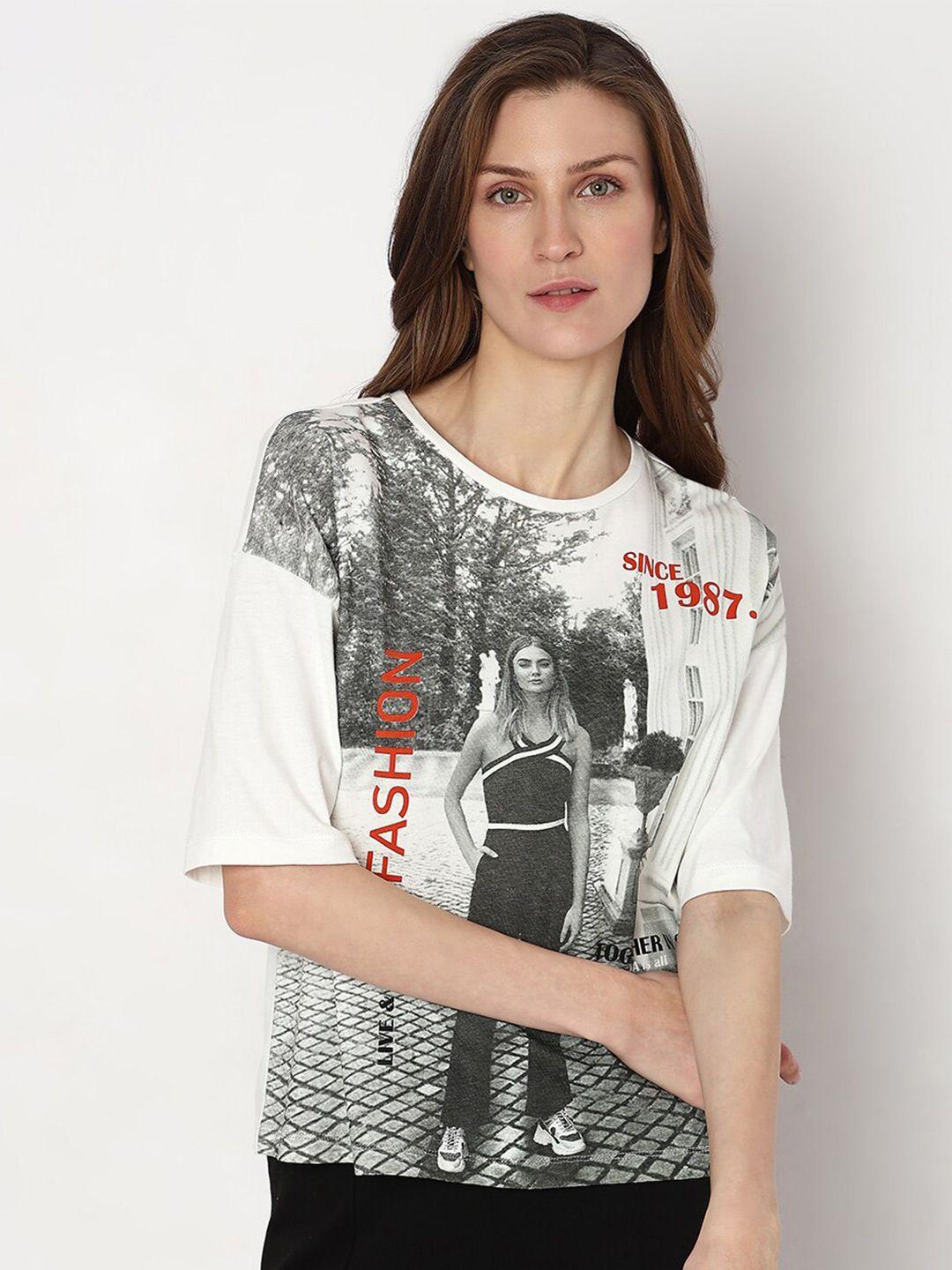 vero moda graphic printed cotton t-shirt