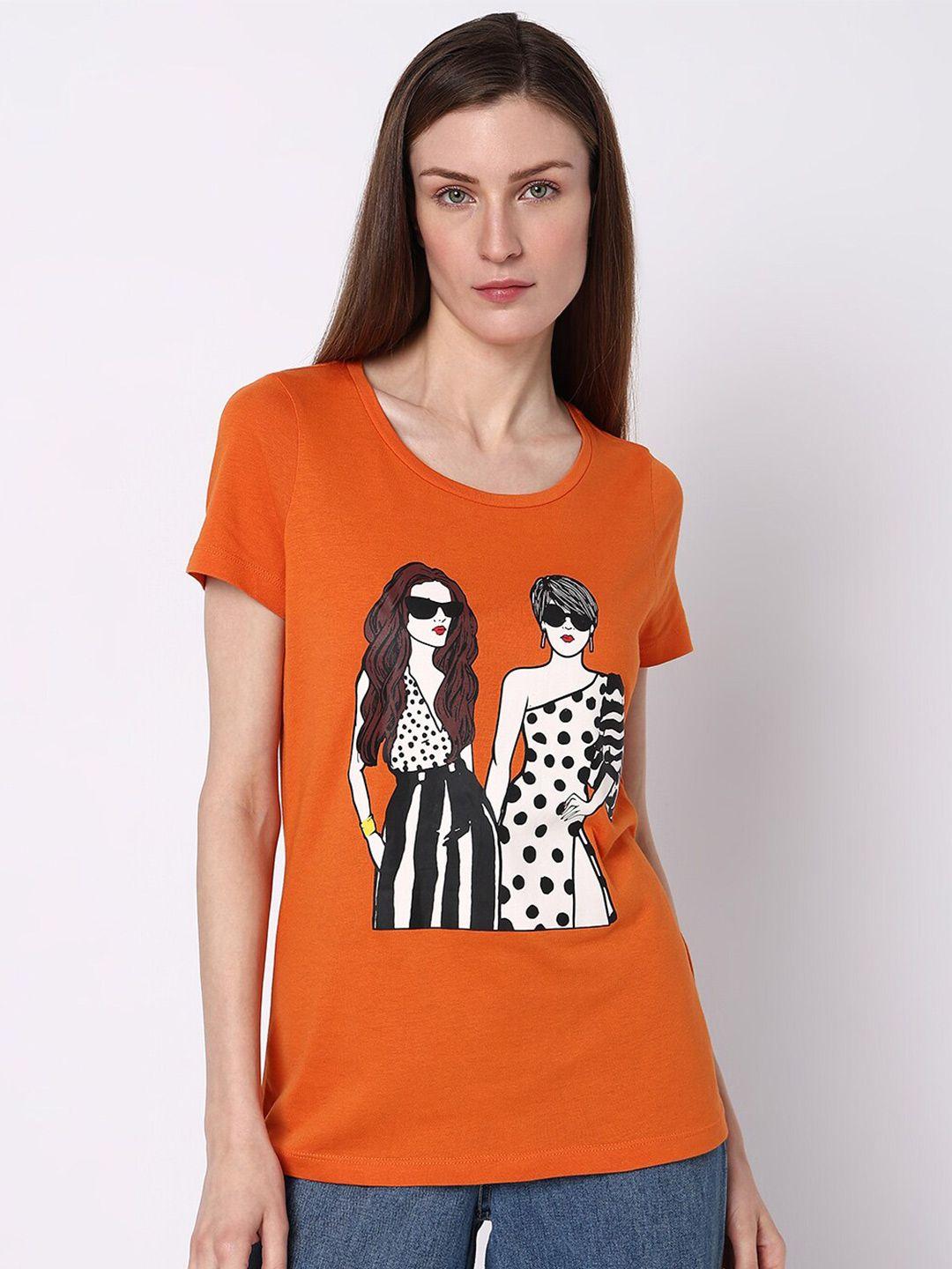 vero moda graphic printed cotton t-shirt