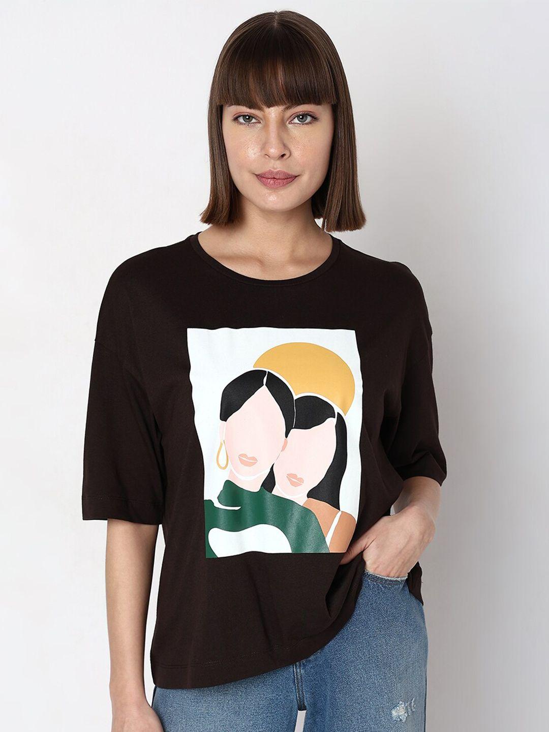 vero moda graphic printed drop shoulder sleeves t-shirt