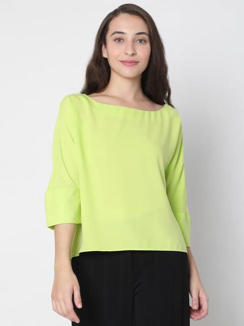 vero moda green boat neck top