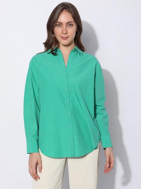 vero moda green cotton shirt