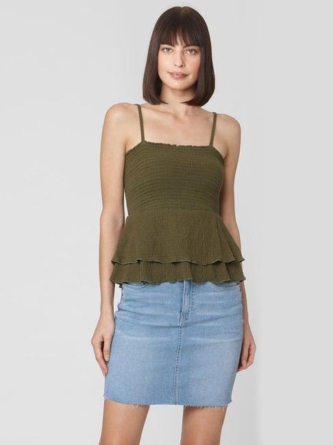 vero moda green cotton tank top