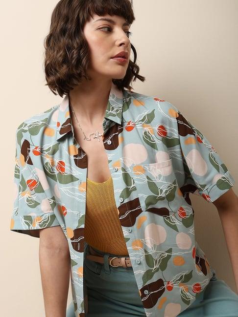 vero moda green printed shirt