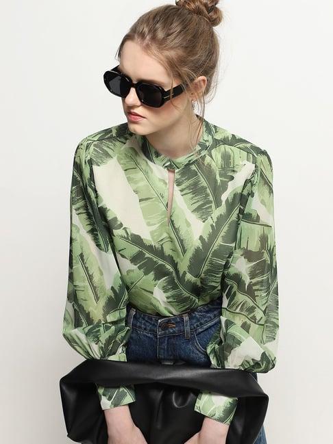 vero moda green printed top