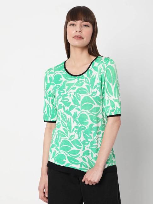 vero moda green printed top