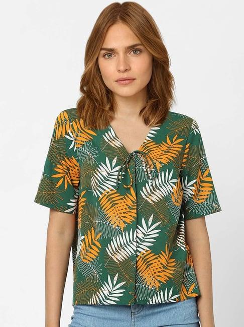 vero moda green printed top