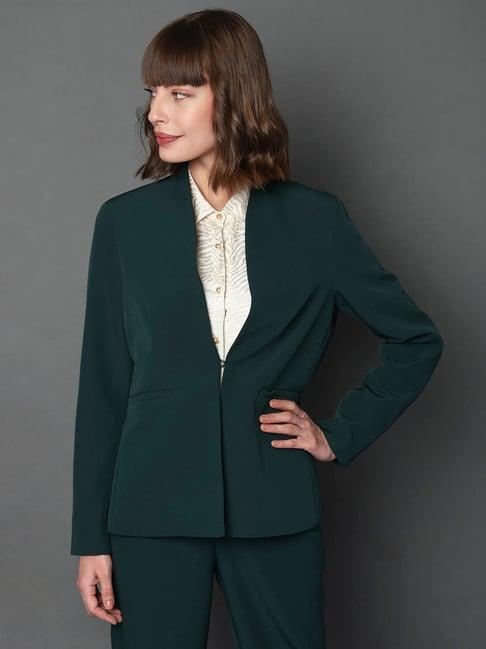 vero moda green regular fit blazer