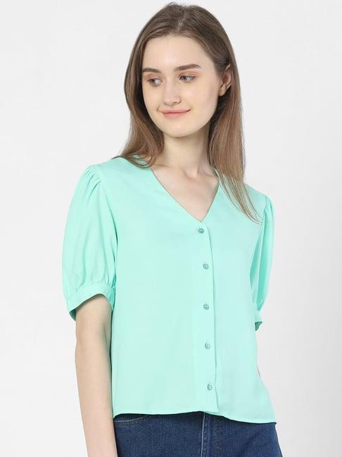 vero moda green regular fit shirt