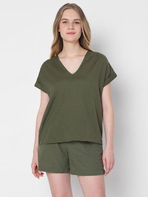 vero moda green regular fit top