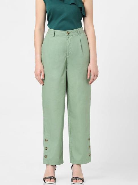 vero moda green regular fit trousers