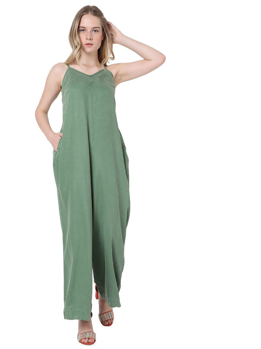 vero moda green tencel basic jumpsuit