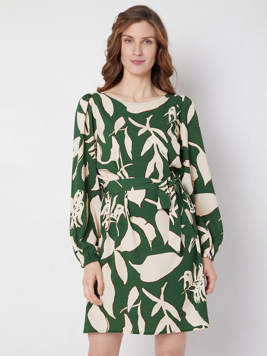 vero moda green tropical print shirt dress