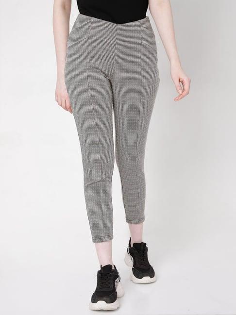 vero moda grey & black checks jeggings