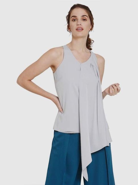 vero moda grey solid top - marquee collection