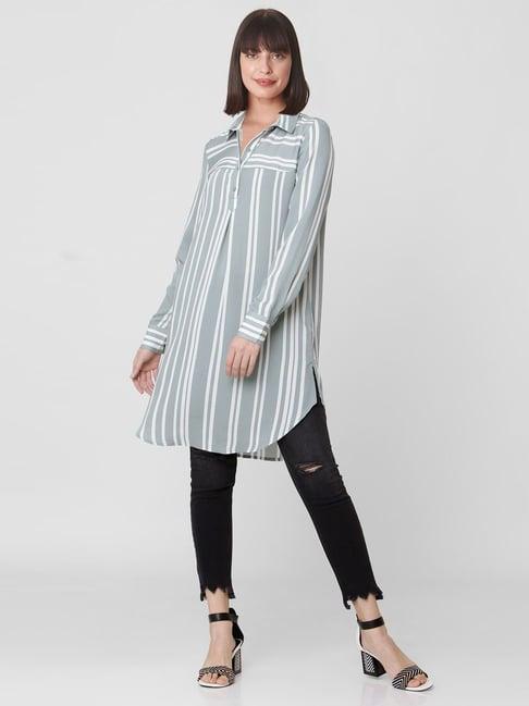 vero moda grey striped tunic