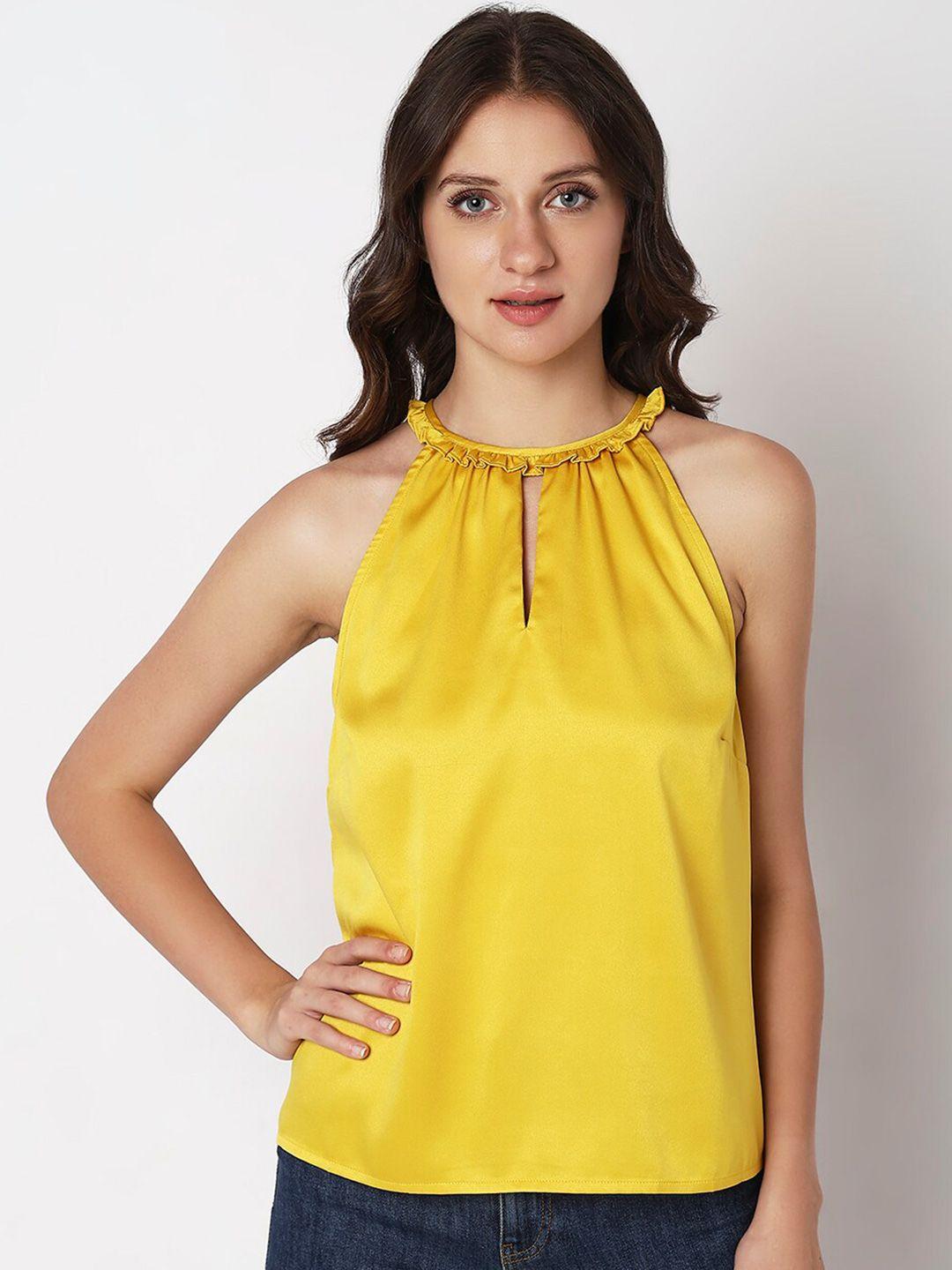 vero moda halter neck sleeveless gathered or pleated top