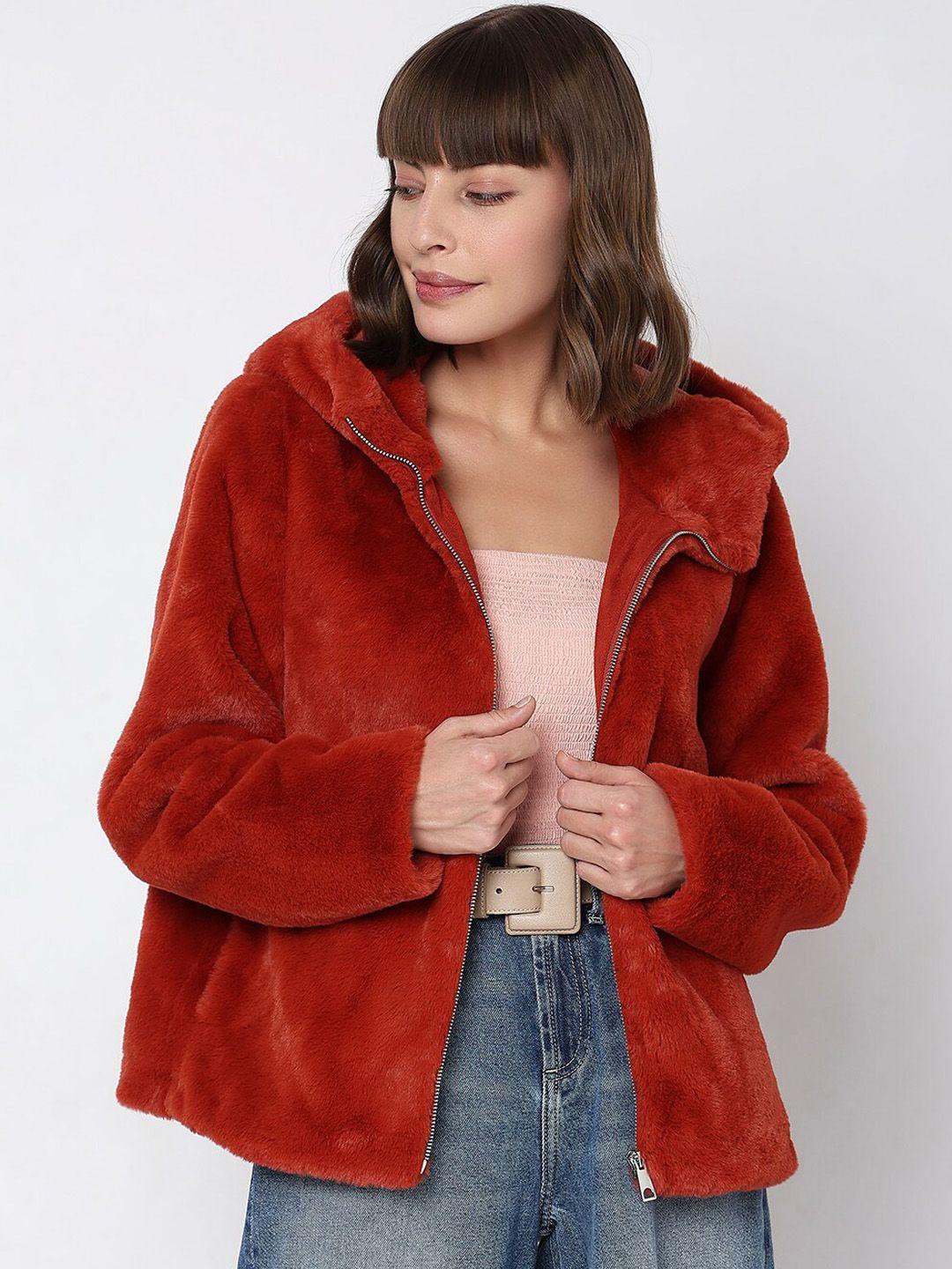 vero moda hooded faux fur trim tailored jacket